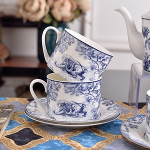 Service à café en porcelaine fine de la série Blue Tiger européenne, 15 pièces, pour 6 personnes - Product Image 3