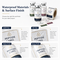 Étiquettes personnalisées pour peptides, autocollants imperméables pour flacons, rouleaux d'autocollants, logo personnalisé, petites bouteilles en verre, impression d'emballages à marque privée