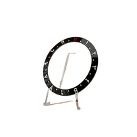 Inserts de lunette en céramique SKX007 38 mm, double fuseau horaire 12H, chiffres arabes, inclinés, noir brillant et rouge, pièces de montre