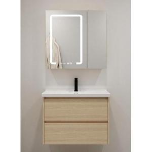 Mueble de Baño Suspendido en Pared CR con Espejo Inteligente de Madera Natural, Lavabo Cerámico Integrado de 720mm - Product Image 1