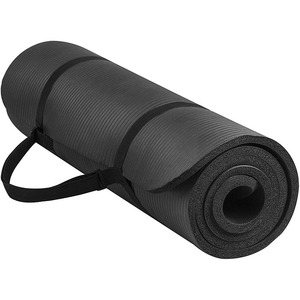 Tapis de yoga NBR écologique, grand, antidérapant, non toxique, durable, noir, 10 mm - Product Image 2