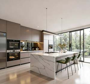 Juego de Muebles de Cocina Completo Personalizado, Listo para Armar, Material de Madera Contrachapada y MDF, Isla de Cocina en Forma de L con Correderas para Cajones - Product Image 3