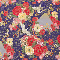Tissu en coton 100% naturel à motif de chrysanthème et motif grue vintage, estampé or, très demandé pour le textile de maison