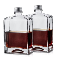 Bouteille en verre vide mini carrée de 375 ml pour whisky et tequila, avec bouchon à vis, sérigraphie et marquage à chaud, prix de gros usine