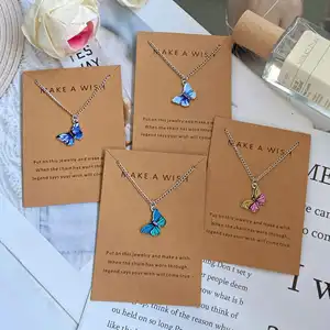 Fashion Butterfly Pendant Necklaces for Women Sweet Simple Multicolor Insect Clavicle Chain Necklace Party Jewelry Accessories