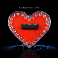 Kit électronique DIY 25/32 LED RGB multicolore à effet d'eau courante, carte de pratique de soudure DIY en forme de cœur pour l'école