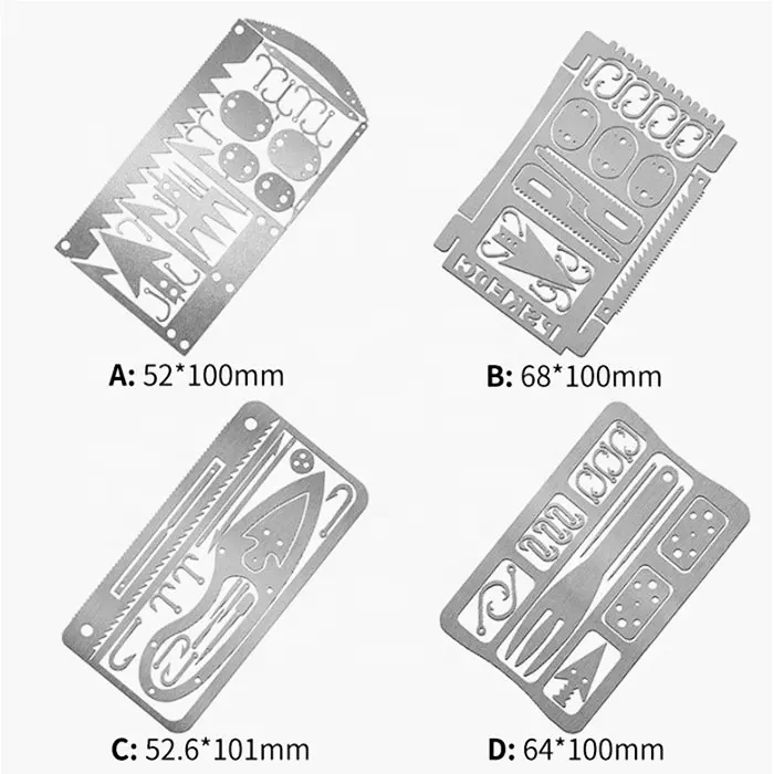 4 Pcs Multitool Outdoor Credit Card Fishing Survival Multi-function Card Tool Card