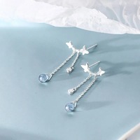 LT-346 S925 Sterling Silver Trendy Blue Water Stud Boucles d'oreilles Version coréenne Fresh Girl Butterfly Design Forest Sweet Temperament