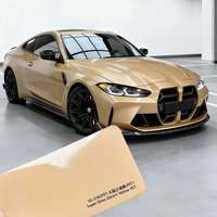 Film PET couleur jaune désert super brillant avec garantie de 3 ans, 1,52x3m, rouleau de vinyle brillant pour enveloppement complet de voiture