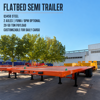 Semi-remorque plateau porte-conteneurs 2/3 essieux 20 pieds 40 pieds, semi-remorques plateau tri-essieux avec suspension pneumatique pour le transport de conteneurs