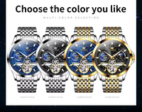 Montres automatiques mécaniques Olevs 6705, étanches, aiguilles lumineuses, chronographe, calendrier, montres-bracelets pour hommes, Montre Relojes Homme