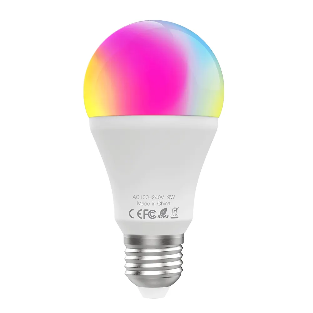 RGB C+W Color Changing 2800K-6200K Warm White to Daylight WiFi Smart LED Light Bulb Dimmable Lamp 9W