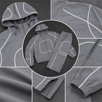Ensemble réfléchissant brodé personnalisé : Veste zippée et pantalon deux pièces – Tenue streetwear et techwear pour la course nocturne et le jogging