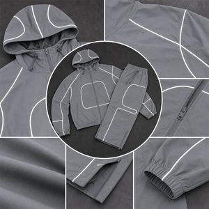 Conjunto <span class=keywords><strong>de</strong></span> Chaqueta y Pantalones Reflectantes con Bordado Personalizado, Dos Piezas, Ropa Deportiva, Techwear, para Correr <span class=keywords><strong>de</strong></span> Noche - Product Image 4