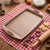 Ensemble de 3 moules à pâtisserie en acier au carbone doré MIXWARES - Plaques de cuisson profondes et peu profondes antiadhésives, ustensiles de cuisson polyvalents résistants au four