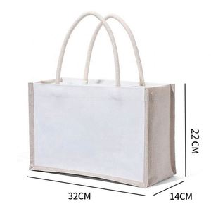 White Burlap Promotion Sublimation Blank Grocery Tote Jute <b>Bag</b> China Manufacturer Custom Printed Logos - Product Image 2