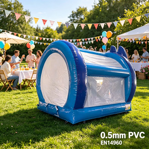 Château gonflable commercial bleu motif chien de dessin animé en PVC avec toboggan pour enfants et tout-petits, garantie 3 ans, installation facile - Product Image 5