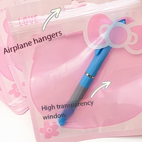 Sachet d'emballage Ziplock avec trou de suspension pour avion, fenêtre transparente, sac en plastique refermable pour accessoires capillaires, stylos et petits objets