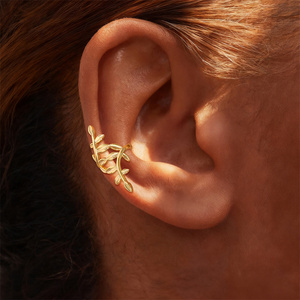 100% S925 Sterling <b>Silver</b> 18K Gold Plated Hypoallergenic Smooth Branch Zircon Minimalist Nature Inspired Ear <b>Cuff</b> Cartilage - Product Image 5