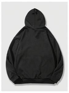 Sweat-shirt à capuche pour homme, automne, broderie graphique, style hip-hop, surdimensionné, polyester/coton, manches longues, noir - Product Image 2