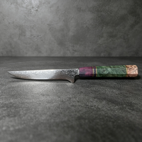 AMSZL Couteau Santoku ultra tranchant de 7 pouces Lame japonaise en acier au carbone avec manche octogonal en bois stabilisé