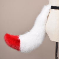 Queue de loup en peluche faite à la main de 29 pouces pour Halloween, accessoires de cosplay, oreilles et queue d'animaux en peluche, queue de renard en peluche