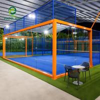 Structure de padel professionnelle en acier épais de calibre lourd avec cadre en acier préfabriqué de 150x150mm, dessin de fondation CAO gratuit