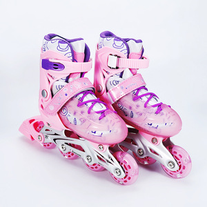 Patins à roulettes pour enfants, rose princesse, double rangée de roues, taille interchangeable, semelle TPR, roues en PVC, patins à roulettes pour enfants - Product Image 2