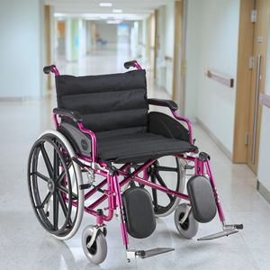 Aolike ALK951BC, silla de ruedas Manual de acero funcional directa de fábrica, capacidad de peso rosa, 125kg, reposapiés elevado <span class=keywords><strong>Saet</strong></span> 56cm más ancho - Product Image 3