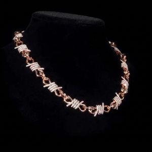 Luxury Rose Gold Plated Moissanite S925 <b>Statement</b> <b>Necklace</b> Link Chain Unisex Everyday Wear - Product Image 1