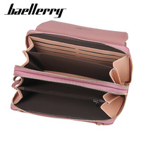 Dompet Wanita Baellerry Gaya Korea Resleting Ganda Kapasitas Besar Tas Selempang Modis Serbaguna Dompet Panjang