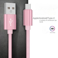 Kabel Data Pengisian Cepat 5V 2A USB-A ke Type-C dengan Anyaman Nilon untuk Ponsel Android iPhone Laptop Aksesoris Ponsel