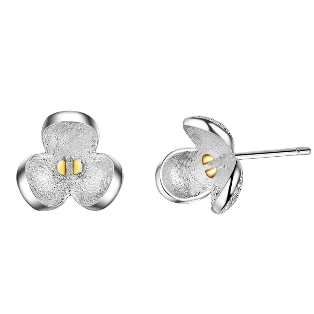 Simple and Fresh Personality Temperament Wild Sprout Small Flower Petals Female Models Stud Earrings