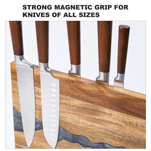 Porte-<span class=keywords><strong>couteaux</strong></span> magnétique personnalisé double face en bois d'acacia et résine, écologique, aimants puissants <span class=keywords><strong>pour</strong></span> la <span class=keywords><strong>cuisine</strong></span>, taille personnalisable - Product Image 6