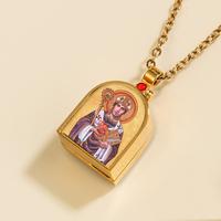 Pendentif Hippos Saint-Augustin Byzantin Religieux en Acier Inoxydable Plaqué Or 18K pour Hommes Chrétiens, Icône Orthodoxe Personnalisée, Vente en Gros