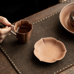 Tazza da tè in ceramica grezza stile cinese retrò con manico, semi-artigianale, per set da tè Kung Fu, piattino, tazza da tè, ciotola da tè - Product Image 2