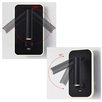 Lampe murale LED USB moderne avec lumière à intensité variable, corps en aluminium noir/blanc pour chambre à coucher, bureau, salon et lecture au chevet d'hôtel