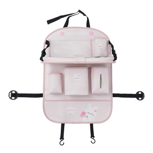 Sweet Bunny <b>Car</b> Seat Back <b>Storage</b> <b>Bag</b> With Folding Tray And Multiple Pockets For <b>Car</b> Interior Organization - Product Image 4