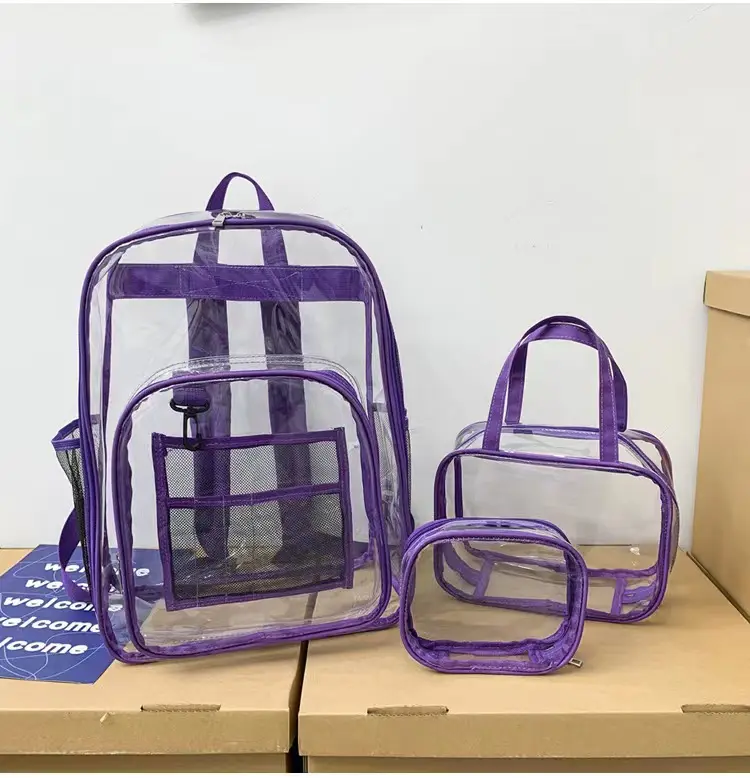 고품질 젤리 배낭 패션 투명 PVC 여행 배낭 대용량 방수 소녀 학교 가방 배낭