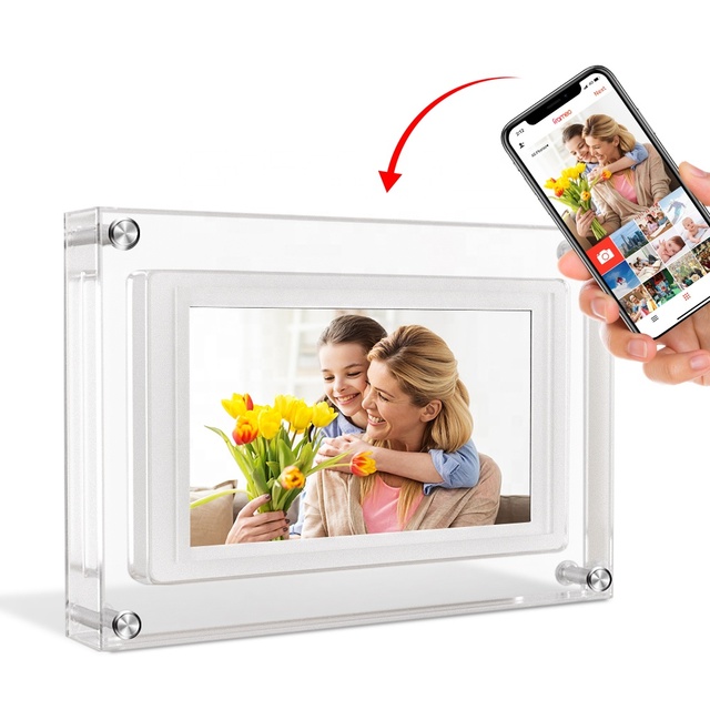 AMABOO 5-Inch WiFi Digital Photo Frame with IPS Touch Screen Clock Auto Rotate & Motion Sensor Acrylic Material