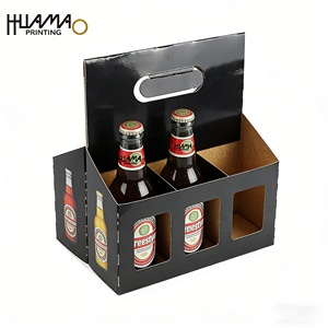 Sturdy Corrugated Paper <b>box</b> 4/6 Pack <b>Bottle</b> Carrier Portable Handle Drink <b>Box</b> For Beer Soda Water Coffee - Product Image 4