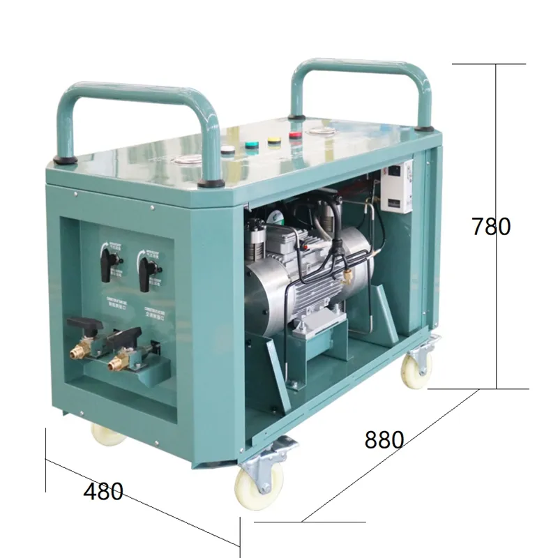 2HP udara pendingin minyak kurang pendingin pemulihan mesin pengisi daya ac layanan pompa pemulihan gas R410a peralatan pengisian