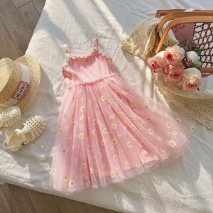 Vestito da spiaggia estivo da <span class=keywords><strong>bambina</strong></span> con fiori di crisantemo, in rete, casual, a pois, nuovo stile, con spalline e balze, modello <span class=keywords><strong>principessa</strong></span> - Product Image 3