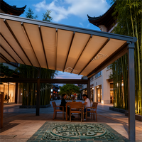 Villa de luxe intelligente avec terrasse extérieure en aluminium et PVC, auvent de terrasse, toit rétractable, système pliant, télécommande, protection UV