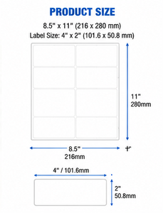 Etiquetas de Papel Rectangulares Autoadhesivas de 4x2 Pulgadas, 10 por Hoja, Impresión Offset Duradera, Compatibles - Product Image 1