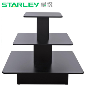 Table de présentation carrée à 3 niveaux en MDF noir, écologique et durable, pour bijoux et présentoirs de magasin - Product Image 6