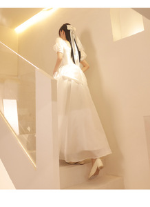 Robes de soirée courtes personnalisées en gros, robes de fiançailles blanches à la française, robes de réception pour femmes - Product Image 2