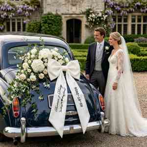 Personalized Romantic Wedding <b>Car</b> Bow, Custom Satin Large <b>Ribbon</b> Bow <b>for</b> Bridal Decoration, Honeymoon <b>Car</b>, Reception Entrance - Product Image 4