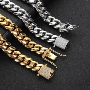 <span class=keywords><strong>Cadena</strong></span> Cubana YYN Monaco para <span class=keywords><strong>Hombre</strong></span>, Estilo Hip Hop, 6-18MM, <span class=keywords><strong>Cadena</strong></span> de Acero Inoxidable Miami, Chapada en Oro de 18K, con Incrustaciones de Diamantes - Product Image 3