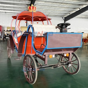 Carruaje eléctrico rojo con detalles azules para turismo y bodas - Product Image 3